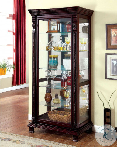 Dark cherry curio cabinets deals