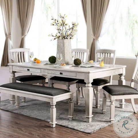 Antique white sales dining table set