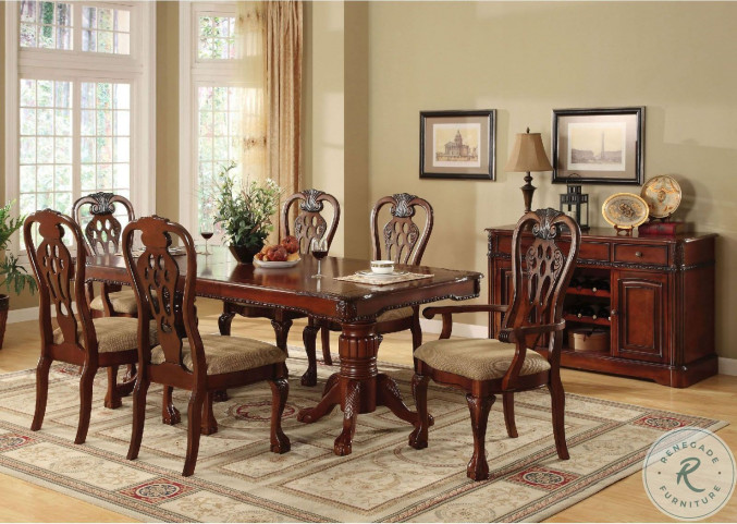 Furniture of america bellagio brown cherry round pedestal dining table deals