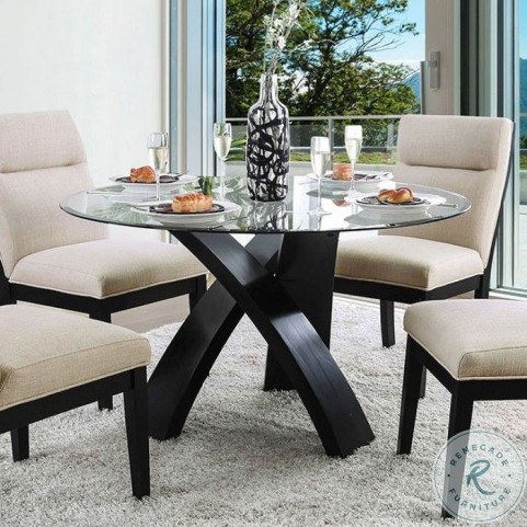 Round glass top therese dining deals table