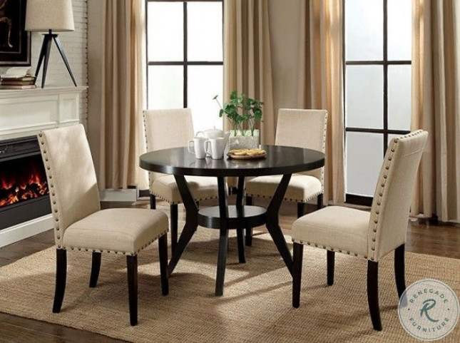 Espresso round dining table hot sale set