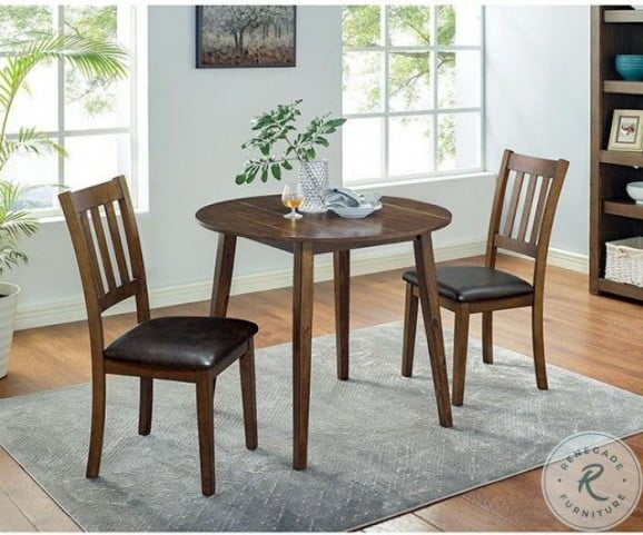Blackwood Walnut And Dark Brown 3 Piece Round Dining Table Set From Furniture Of America Coleman Round Dining Table Set From Furniture, Small Round Dining Table Set For 3