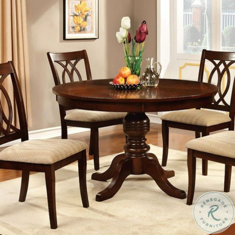 Furniture of america bellagio brown 2024 cherry round pedestal dining table