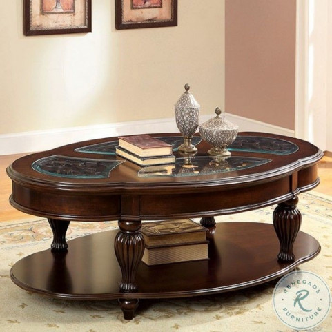Dark cherry coffee table set top