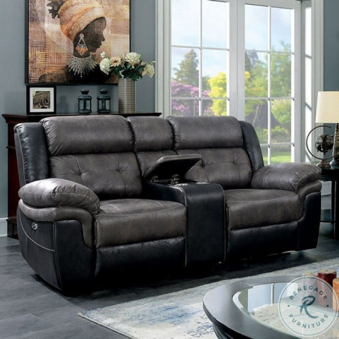 Brookdale Gray And Black Power Reclining Loveseat From Furniture