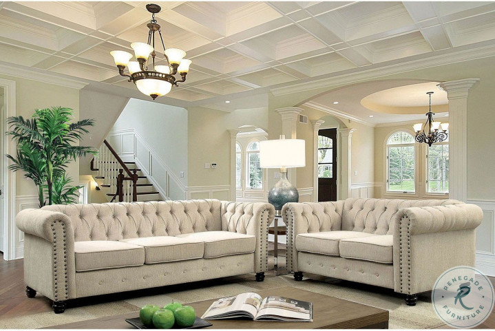 Winifred Ivory Living Room Set | HomeGalleryStores.com | CM6342IV