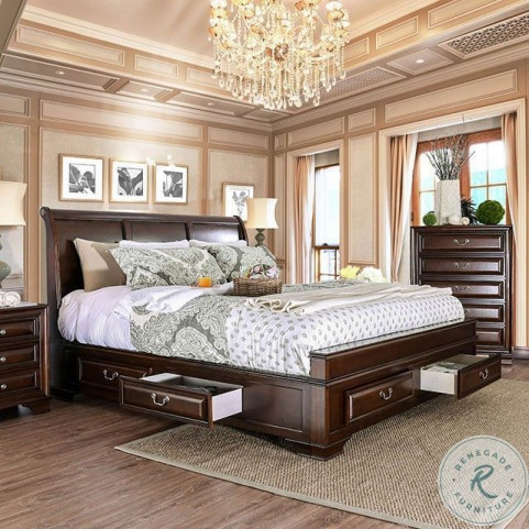 Furniture of america esperia 2024 brown cherry king bed