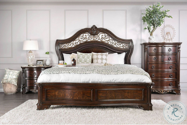 Furniture of america esperia brown cherry king bed outlet