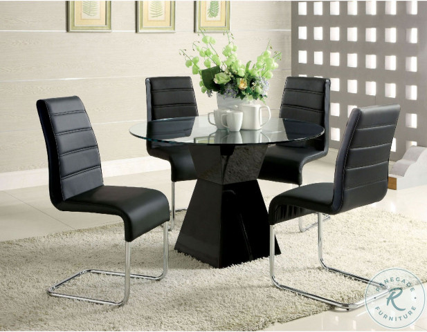 Round black glass dining table and 4 chairs new arrivals