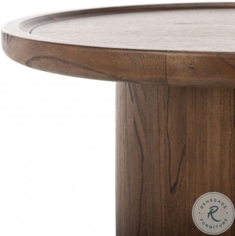 Devin Dark Oak Round Pedestal Cocktail Table