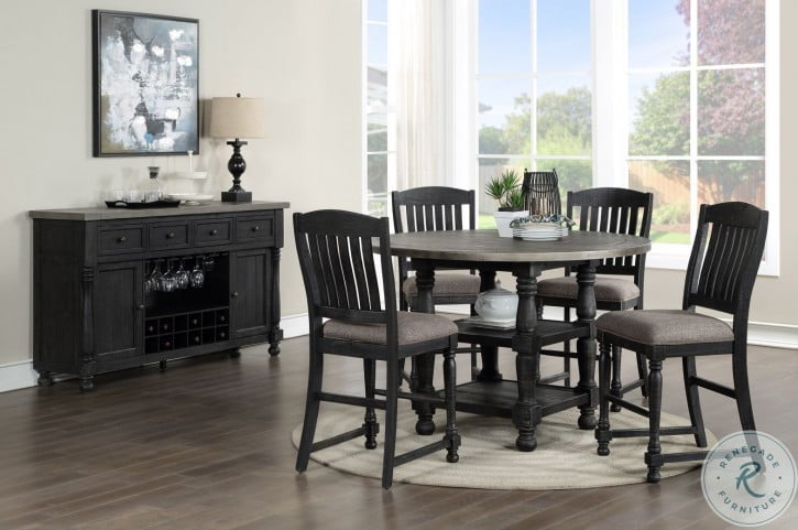 Black round counter 2025 height dining set