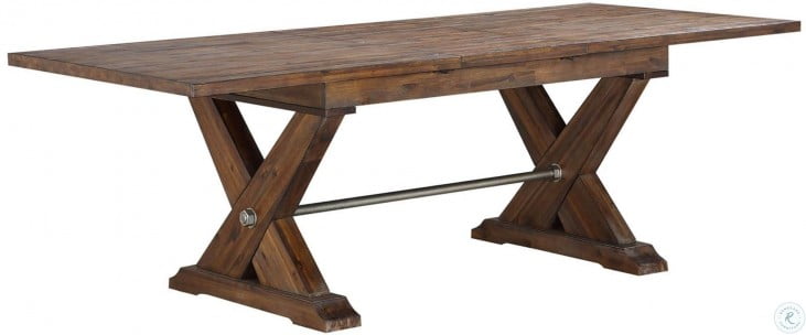 Extendable dining table with hidden leaf top