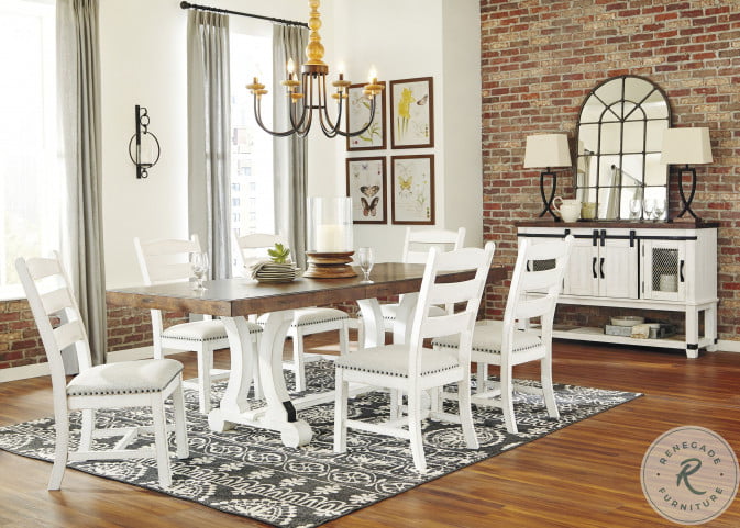 Valebeck White and Brown Rectangular Dining Room Set