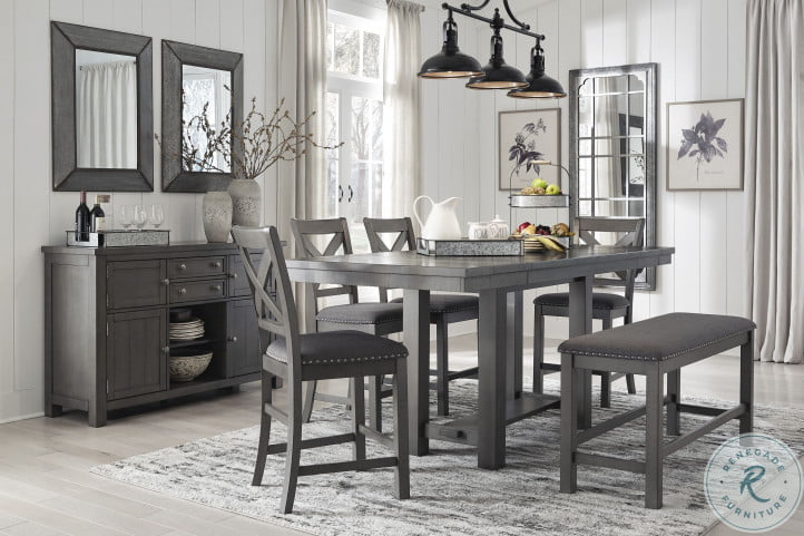 Caitbrook gray rectangular counter 2024 height dining room set