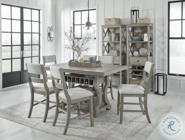 Caitbrook gray rectangular counter height dining room set top
