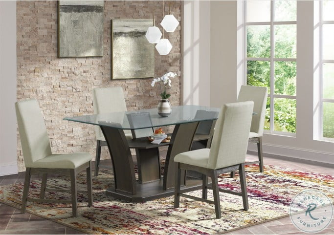 Rectangular counter height on sale glass dining table