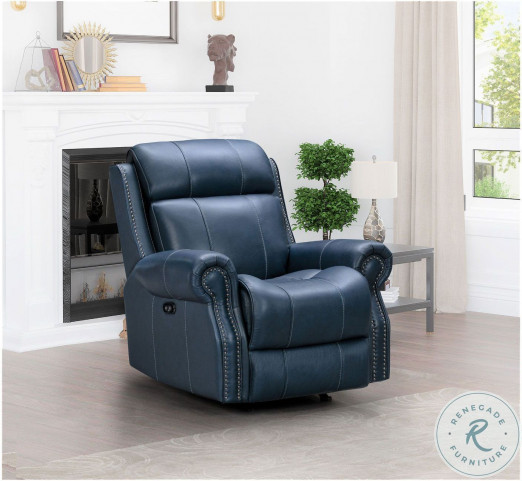 Demara Marco Navy Blue Power Rocker Recliner With Power Headrest