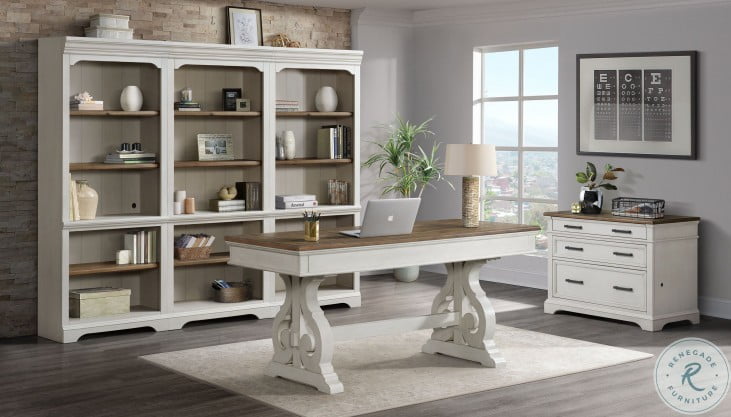 Drake Home Office Rustic White and French Oak 60