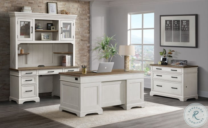 Drake Home Office Rustic White and French Oak 66