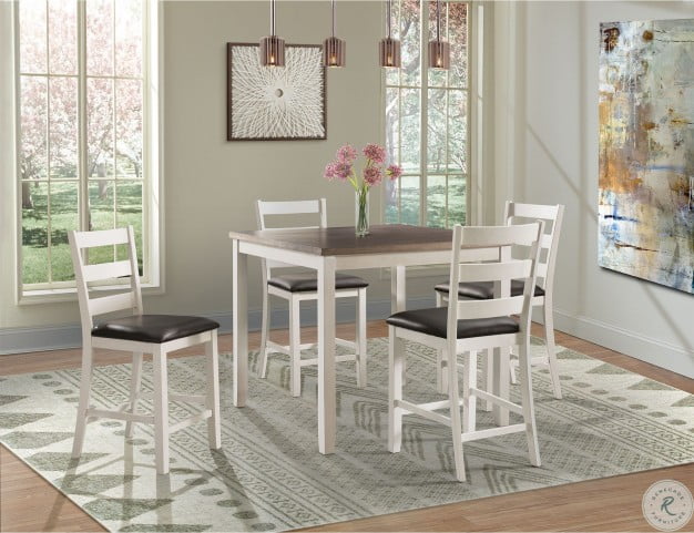 Kona Brown And White 5 Piece Counter Height Dining Room Set |  HomeGalleryStores.com | DMT7005CS