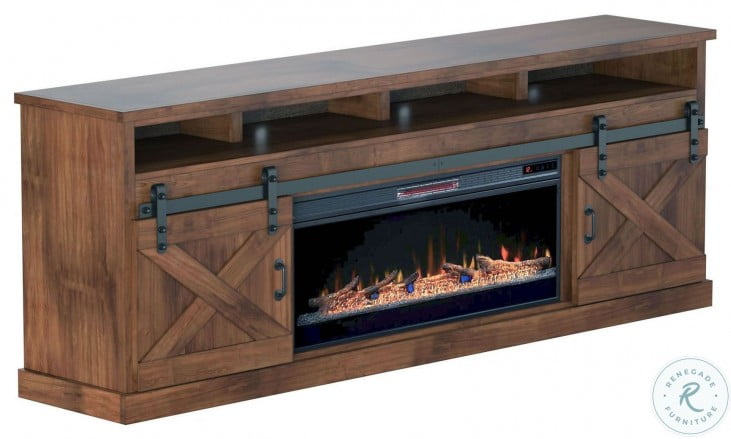 Farm style tv sales stand with fireplace