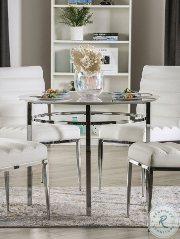 Serena White and Chrome Round Dining Table HomeGalleryStores