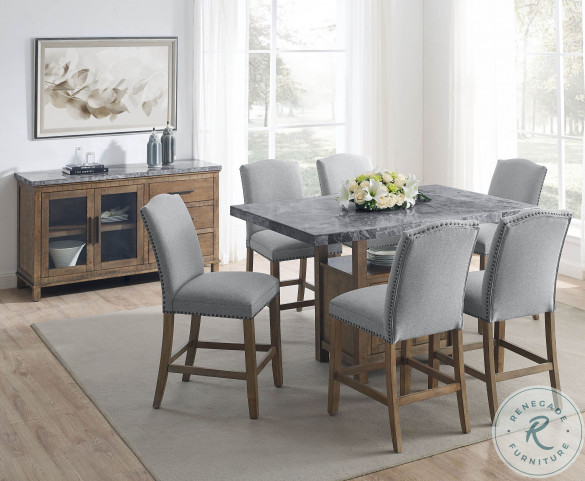 Marble top counter height dining table set top