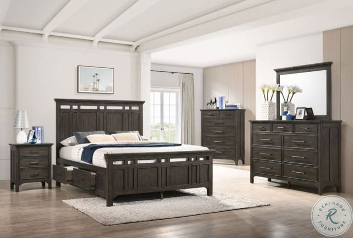 Hawthorne Brushed Charcoal Dual Side Storage Bedroom Set