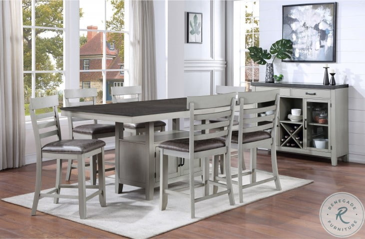 Hyland Two Tone Stone Gray And Charcoal Extendable Counter Height
