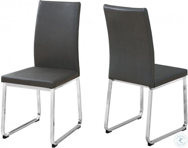 Grey leather dining chair top