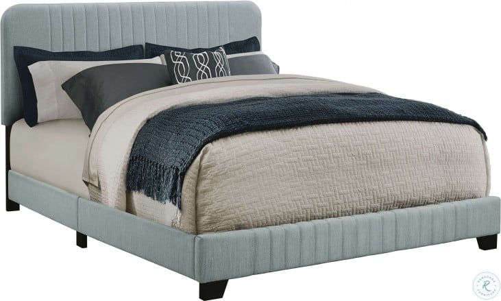 Mid-Century Blue Full Upholstered Bed from Pulaski | HomeGalleryStores.com