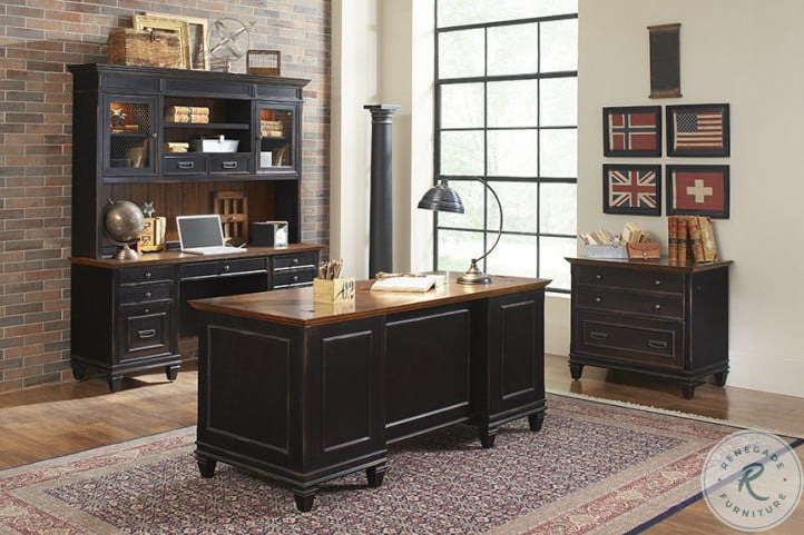 Hartford Distressed Black Home Office Set | HomeGalleryStores.com | IMHF680