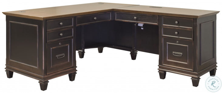 Hartford distressed black l on sale shaped desk