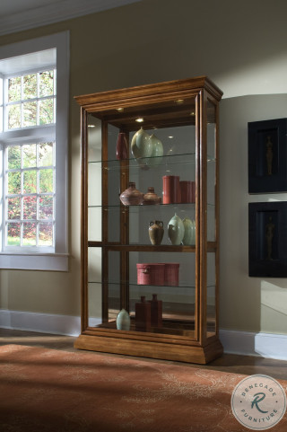 Pulaski curio cabinet sliding door top