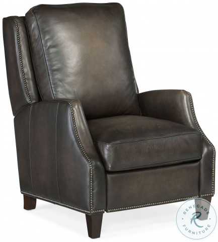 Kerley Slate Grey Sarzana Castle Leather Manual Push Back Recliner