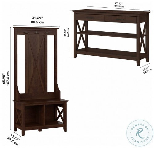 Key West Bing Cherry Entryway Storage Set with Hall Tree Shoe Bench and Console  Table | HomeGalleryStores.com | KWS056BC