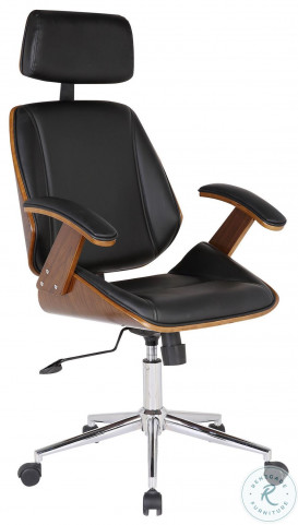 Armen living daphne office chair in black faux leather and chrome finish store