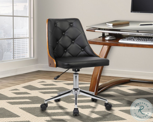 Armen living daphne office chair in black faux leather and chrome finish outlet