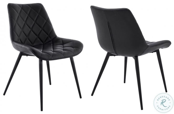 Loralie Black Faux Leather and Black Metal Dining Chair Set of 2