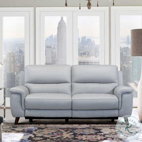 Lizette Dove Grey Genuine Leather Power Reclining Sofa
