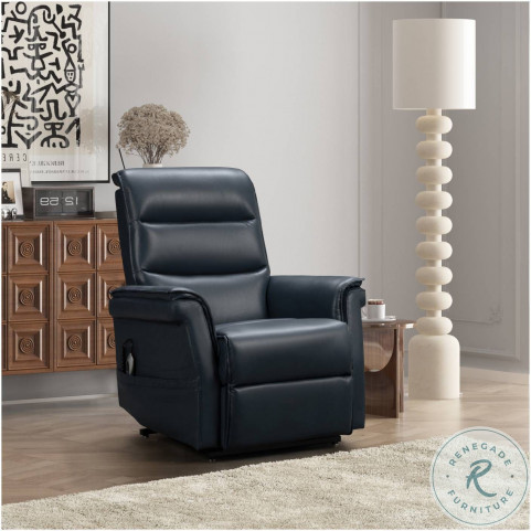 Luka Venzia Blue Power Lift Recliner with Power Headrest From