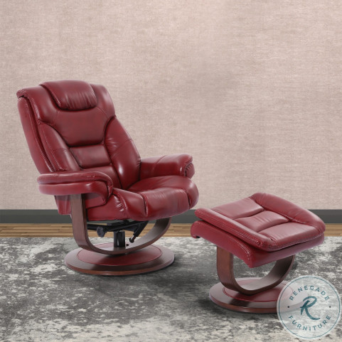 Monarch Rouge Swivel Recliner with Ottoman HomeGalleryStores
