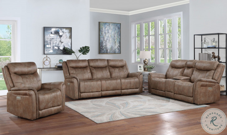 Morrison Camel Power Reclining Living Room Set with Power Headrest