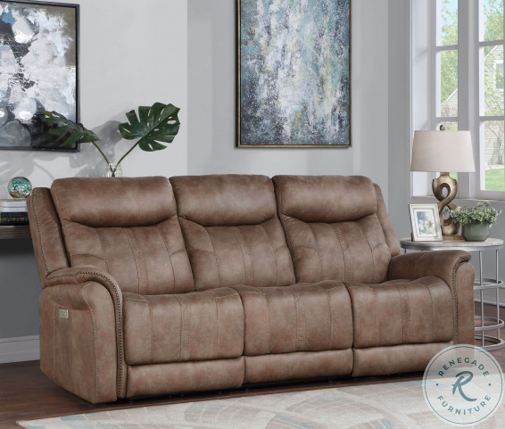 Morrison Camel Power Reclining Sofa with Power Headrest and