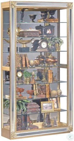Museum Reflection Hand Decorated Antique Gold Leaf Curio Cabinet