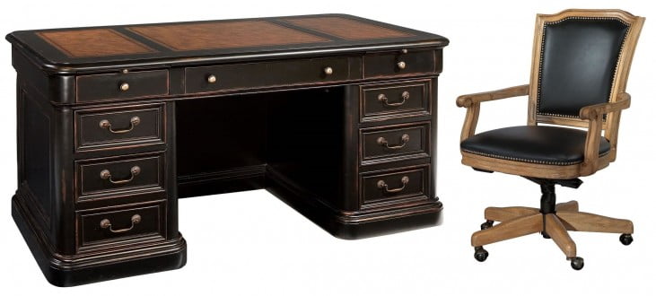Louis Phillippe Black Junior Executive Desk Home Office Set