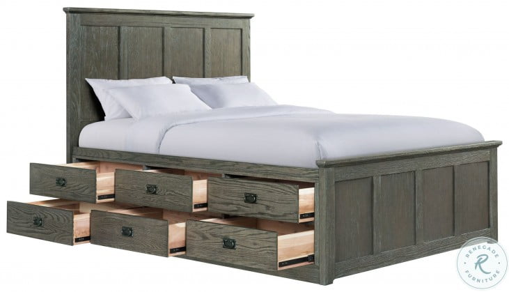 Oak Park Brushed Pewter Two Sided 12 Drawer King Captain Bed