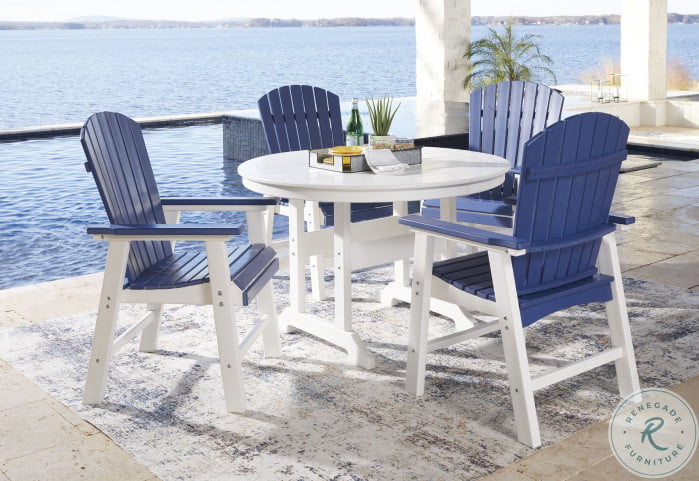 Toretto Blue And White Outdoor Dining Arm Chair Set Of 2 |  HomeGalleryStores.com | P209-601A
