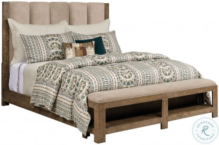 Skyline Smoke Meadowood Queen Uphlstered Panel Bed With Bench Footboard |  HomeGalleryStores.com | 010-333R