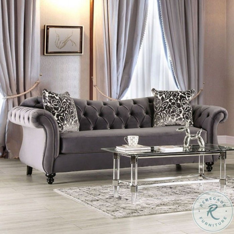 Antoinette Gray Sofa From Furniture of America | Home Gallery Stores